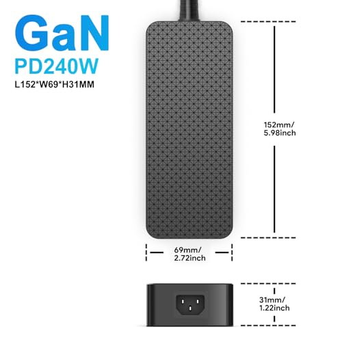 HKY 240W USB C Charger GaN PD3.2 48V 5A Power Adapter