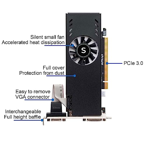 Radeon RX 550 Low Profile Graphics Card, 4GB GDDR5 128-bit, HDMI VGA DVI-D