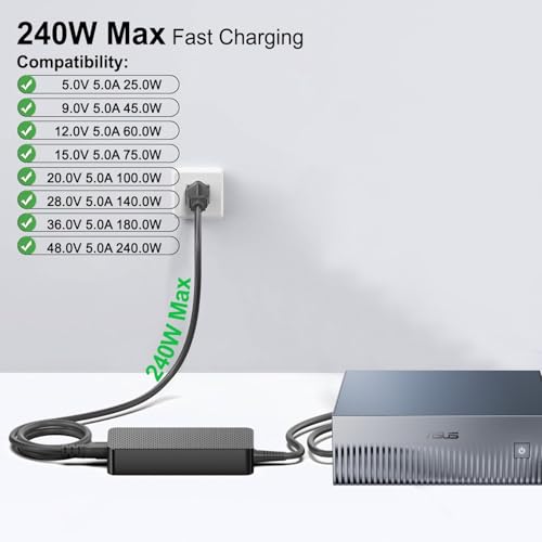 HKY 240W USB C Charger GaN PD3.2 48V 5A Power Adapter