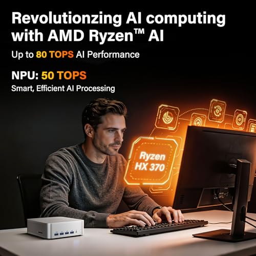 GEEKOM A9 Max High AI Productivity Mini PC,AMD Ryzen AI 9 HX 370(80 Tops)