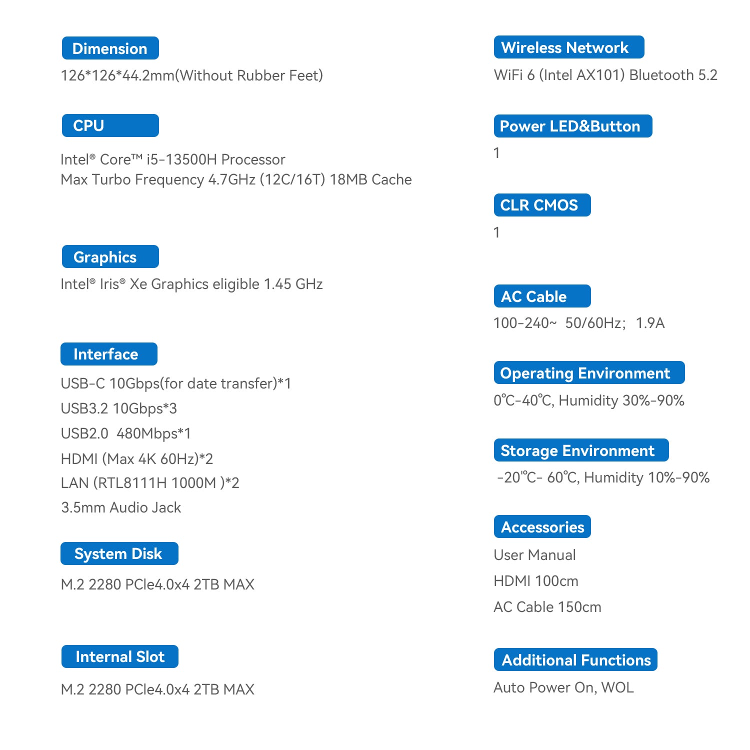 Beelink EQi13 Intel® Core™ 13500H/13420H